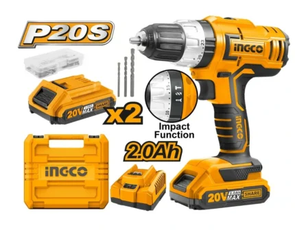 Taladro Percutor Inalámbrico 12 20V CIDLI20031 + Accesorios INGCO