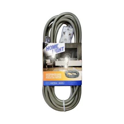 EXTENSION ELECTRICA 5 MT 3 TOMAS GRIS HOME LIGHT