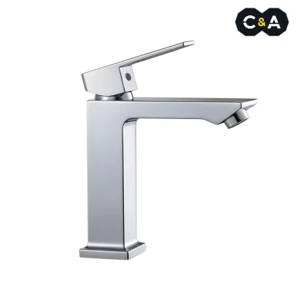 LLAVE PARA LAVATORIO CUADRADO PESADO CROMADO C&A