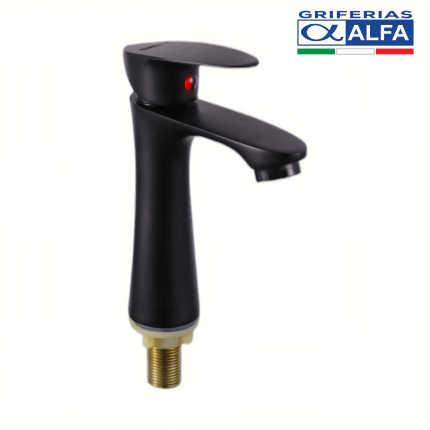 LLAVE PARA LAVATORIO PESADO 20CM NEGRO ALFA