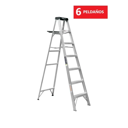 ESCALERA TIJERA 6 PELDAÑOS ALUMINIO SOPORTA 150KG 10437 TRUPER
