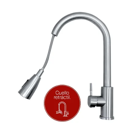 LLAVE LAVADERO GANSO RETRACTIL MEZCLADORA MONOCOMANDO AMALFI VALMAX