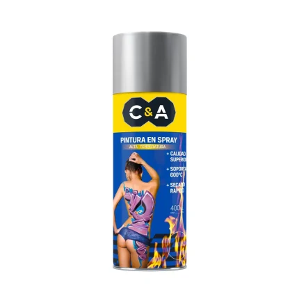 PINTURA SPRAY ALTA TEMPERATURA SILVER 400ML C&A