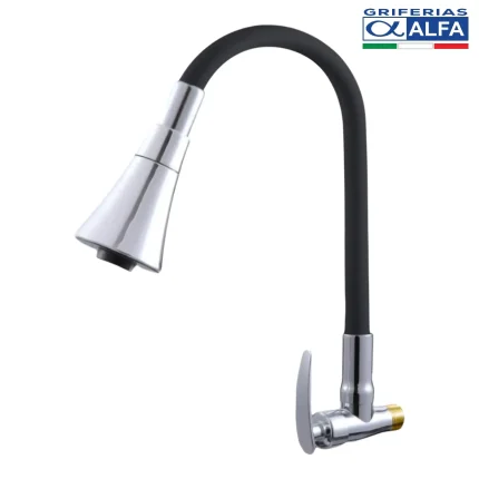 LLAVE LAVADERO A LA PARED FLEXIBLE CÓNICO NEGRO ALF-2091 ALFA