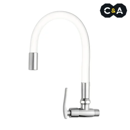 LLAVE LAVADERO FLEXIBLE A LA PARED BLANCO C&A