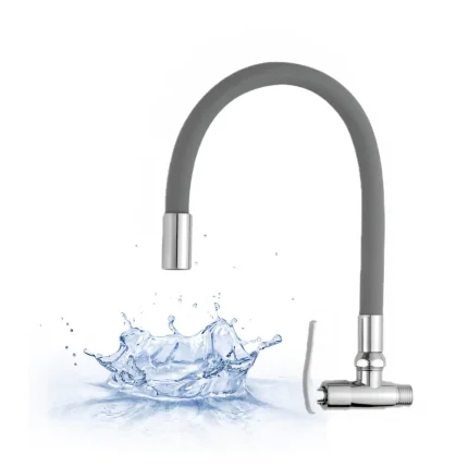 LLAVE LAVADERO FLEXIBLE A LA PARED GRIS C&A