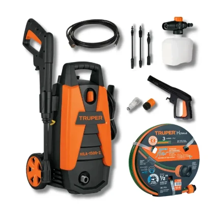 HIDROLAVADORA 1400W 1500PSI + MANGUERA 10 METROS TRUPER