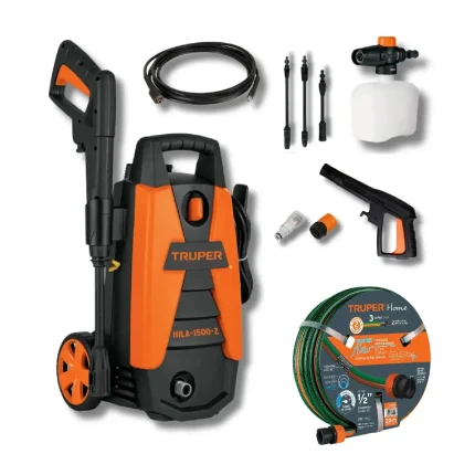 HIDROLAVADORA 1400W 1500PSI + MANGUERA 20 METROS TRUPER