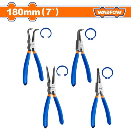 Juego de 4 Alicates 7" Saca Seguros Circlip para Anillos de Retención Wadfow