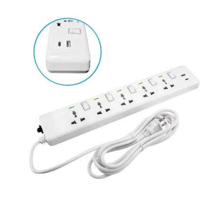 Supresor de Pico 5 Tomas + Usb Tipo C, 5 Metros Elegant Home light